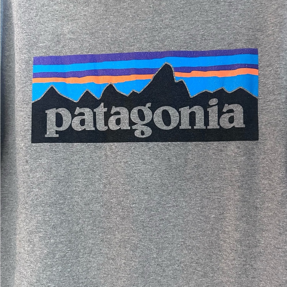 Men’s Patagonia P6 Logo Responsibili-Tee Gray Regular Fit Hiking T-Shirt Size L - Picture 5 of 10